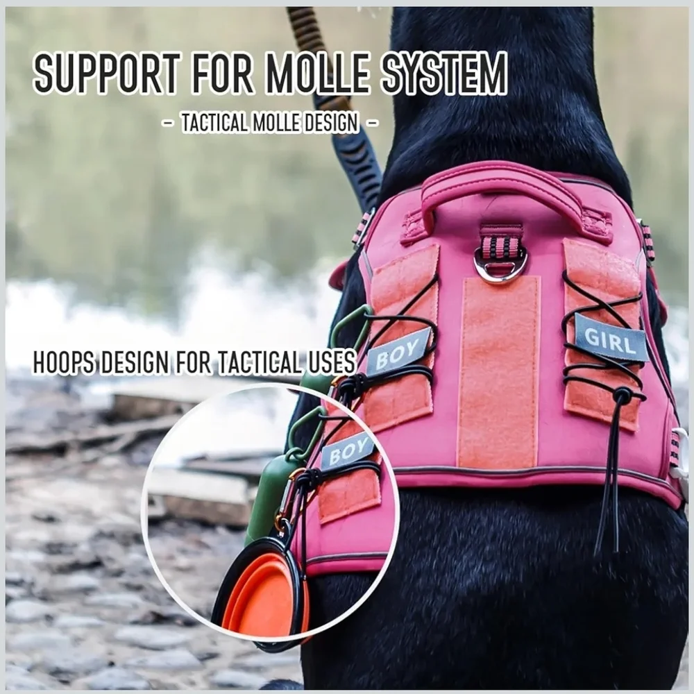 Fluorescent Pink Tactical Dog Harness Size XL